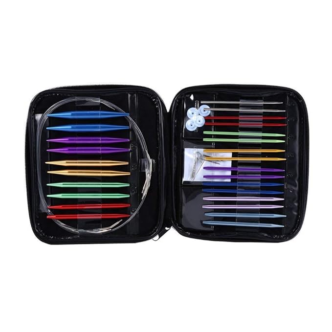 Rundstricknadeln Set Größe 13 Austauschbare Aluminium Stricknadeln Circular 2,75–10 mm Mit Fall