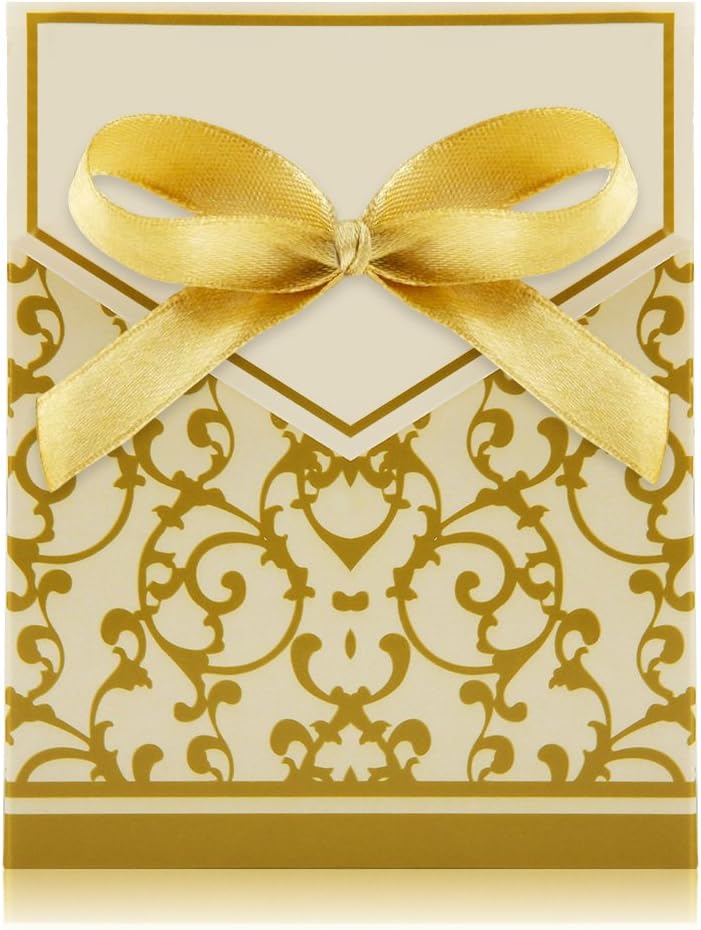 DDcooper 100Pcs Sweet Cake Gift Candy Boxes Favour Anniversary Wedding Gold