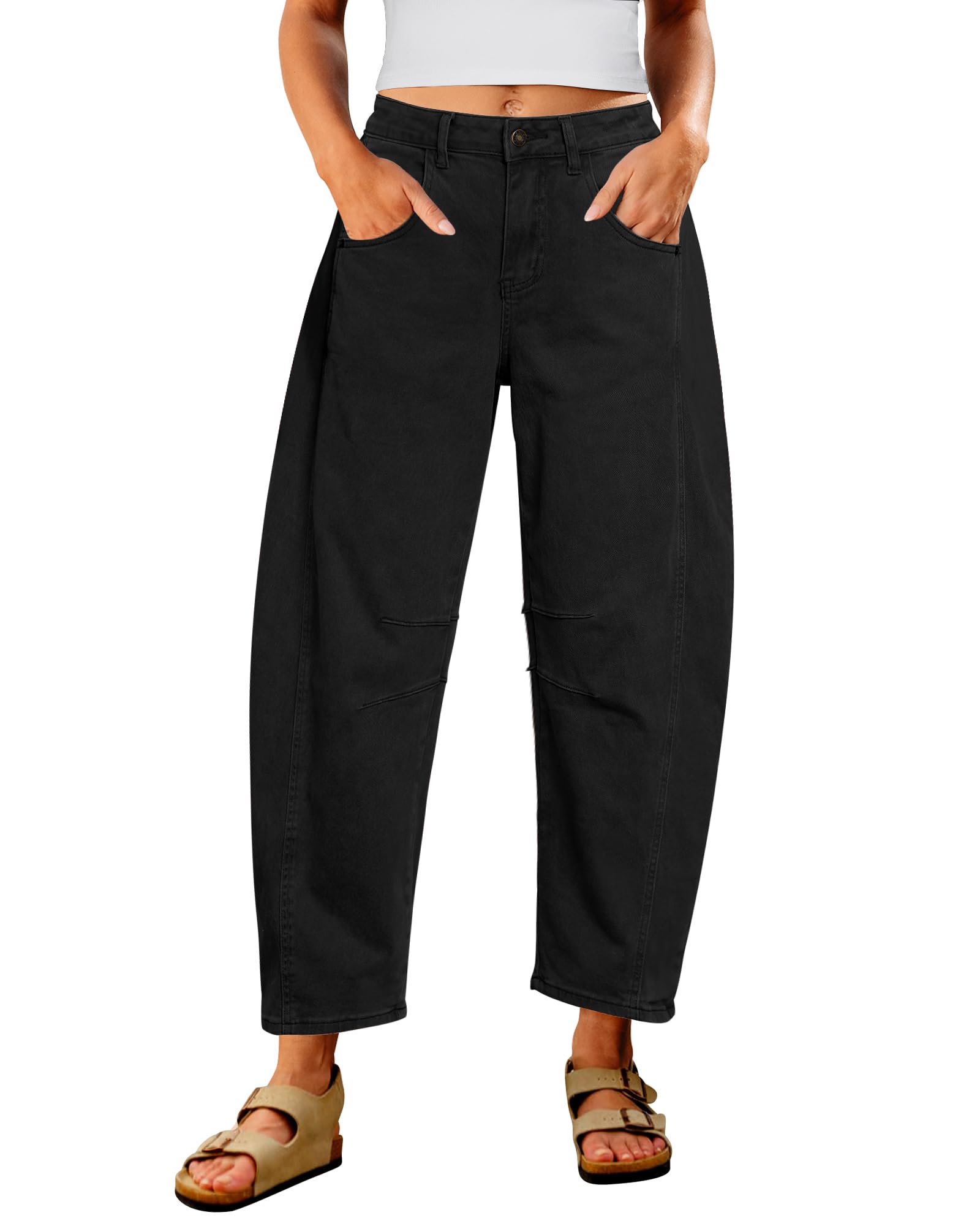 Photo 1 of Utyful Trouser Jeans for Women Womens Jeans High Waisted Baggy Outfits Women's Tummy Control Pants True Black Medium US Size 8 to 10