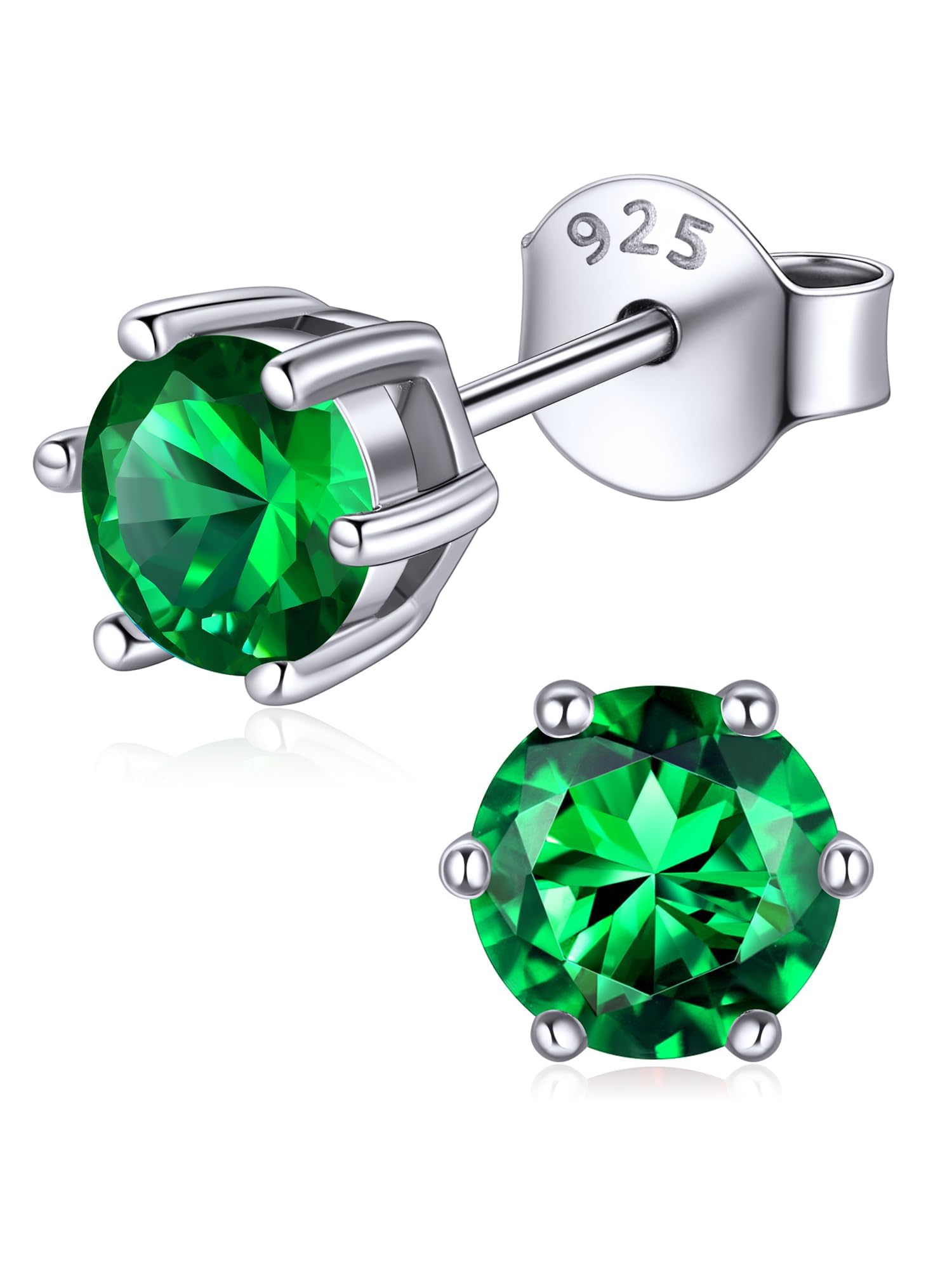 ChicSilver Simulated Emerald Green Birthstone Earrings For Women Sterling Silver May Birthstone Earring Fits Sensitive Ears