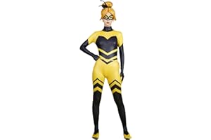 Micotaku Miraculous Officially Licensed Women's Cosplay Costume Queen Bee Superhero Bodysuit Yellow And Black