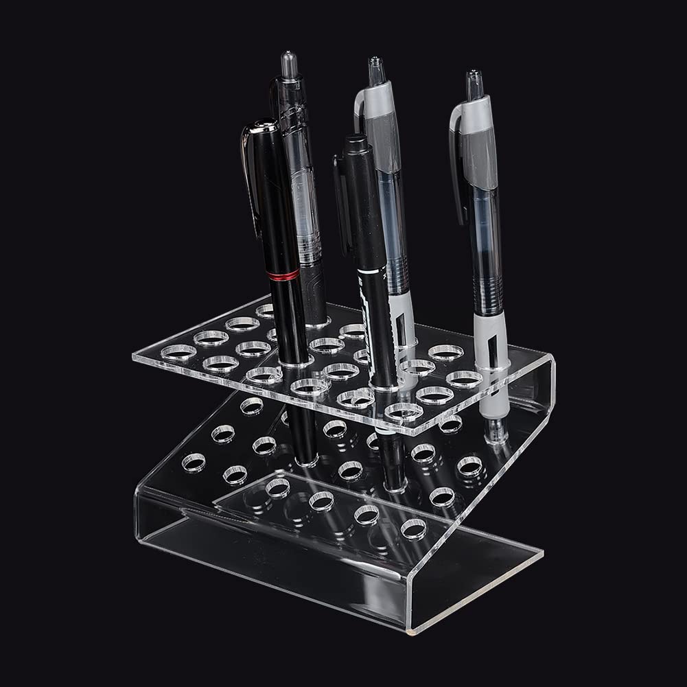 Photo 1 of PH PandaHall 24-Slot Acrylic Pen Holder Organizer Clear Pencil Display Stands Pencil Holder Eyebrow Pen Stand Makeup Brush Rack Organizer Art Brush Rack for Desk School Office Home Store Pens