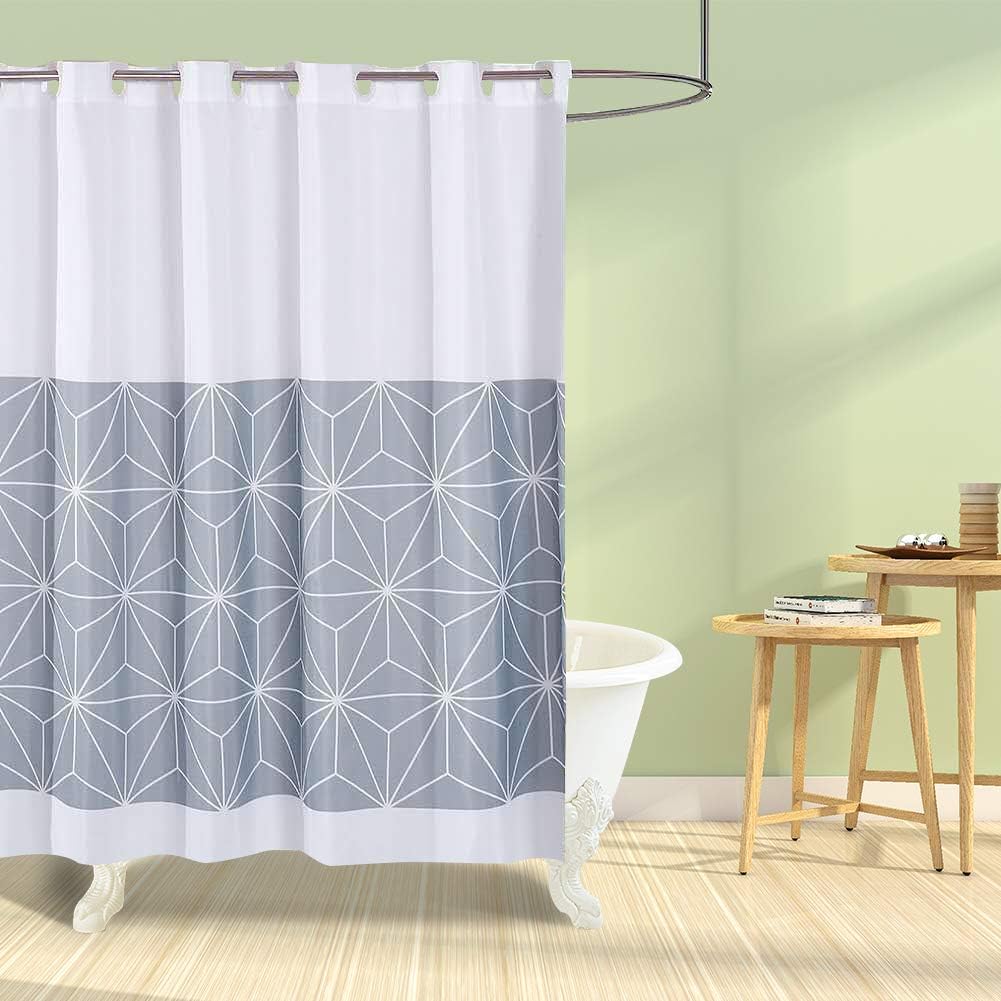 No Hooks Needed Shower Curtain,Waterproof Fabric, for Bathroom Hotel