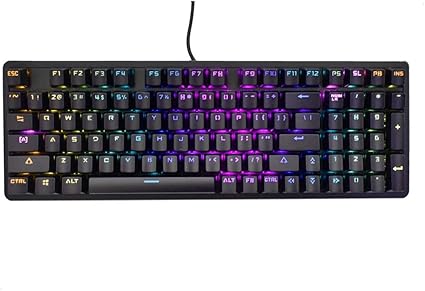 Amazon Neo Qwerty ゲーミングキーボード 赤軸 98キー リズミカル 段落感 クイックトリガー メカニカルキーボード 15種類 Rgb Ledバッ クライトカスタムライトモード 有線キーボード Usb コンパクト ゲーム キーボード 全キー防衝突 防水 静かなタイピング 英語配列 省