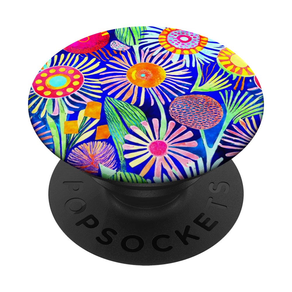 Funky Whimsical Dandelion Colorful Mod Flowers Graphic PopSockets Swappable PopGrip