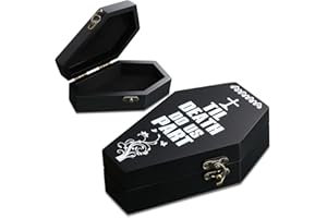 TRNAYI Halloween Wood Coffin Ring Box Bearer Gothic Wedding Coffin Decor Black Till Death Do Us Apart Ring Box Halloween Coffins and Caskets Decorations for Wedding Ceremony