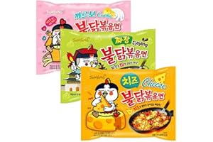 OHMARKET Samyang Buldak Chicken Stir Fried Ramen Korean Ramen 3 Flavor Combo (Carbo + Jjajang + Cheese) 3 Pack
