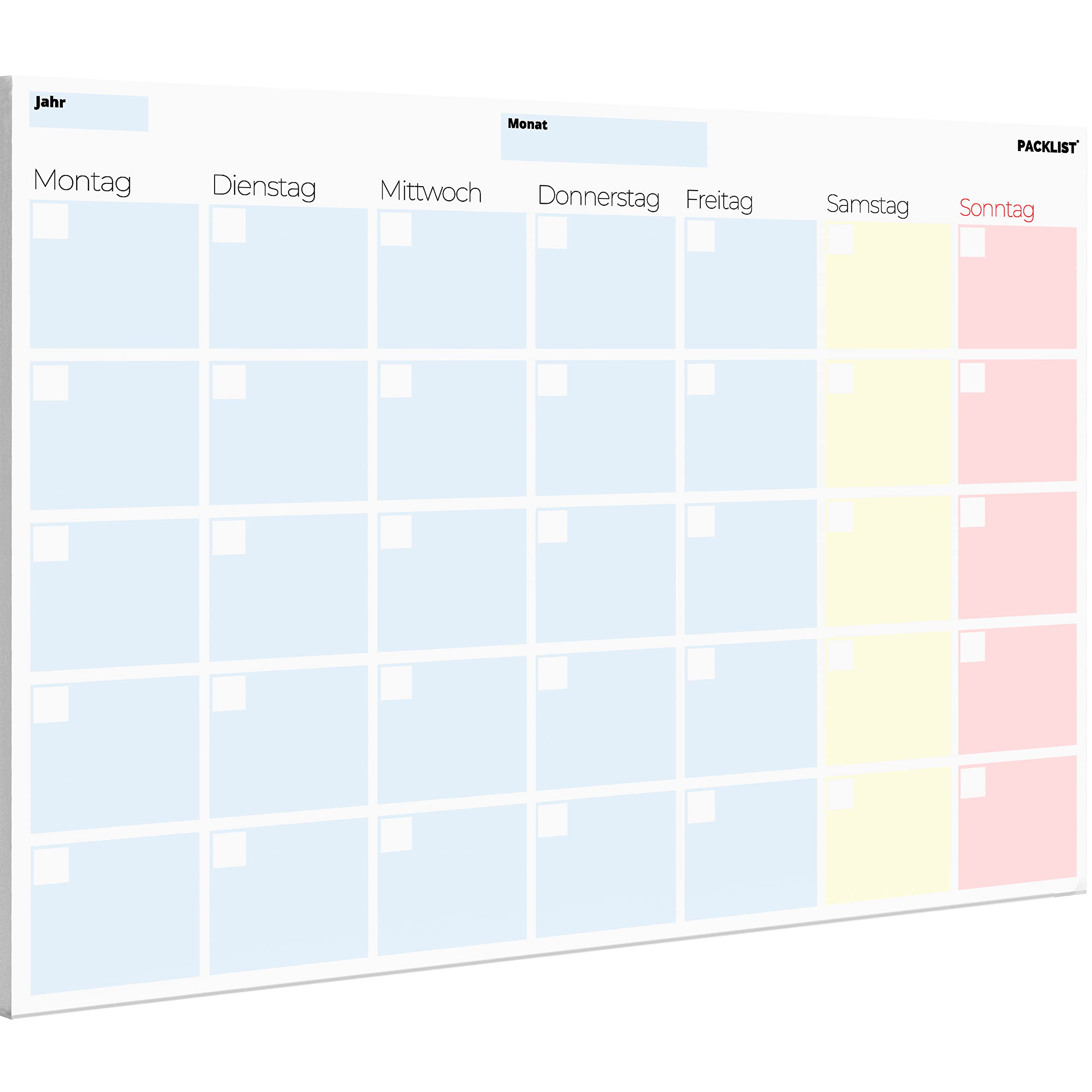 PACKLIST® German Monthly Planner A4 | Undated | 25 Sheets | Desk Organiser. Eco-friendly & 100% Paper for Office & Study. Monthly Planning made easy!