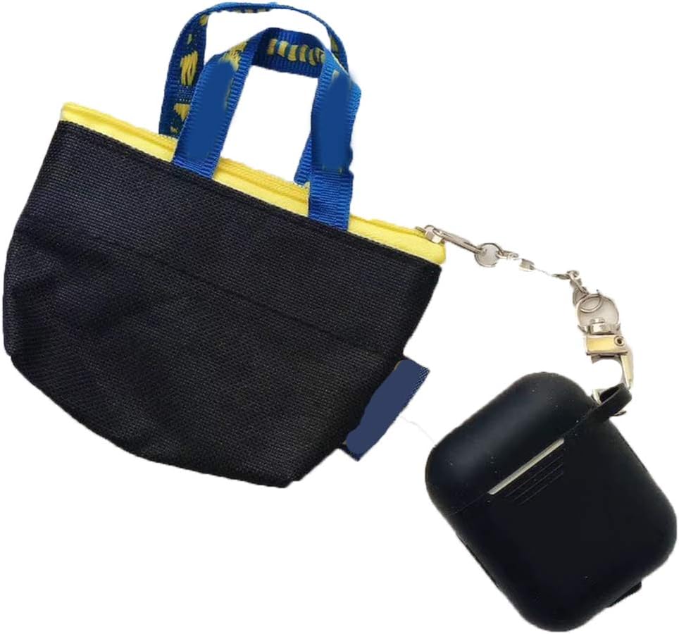 INS 3D Mini Storage Bag Silicone Case for Airpods Case Cover Data Cable Coin Purse Bluetooth Earphone Case Accessory-Black Set