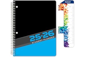 Global Datebooks Dated Middle School or High School Student Planner for Academic Year 2025-2026 Includes Ruler/Bookmark and Planning Stickers (Matrix Style - 7"x9" - Slant)