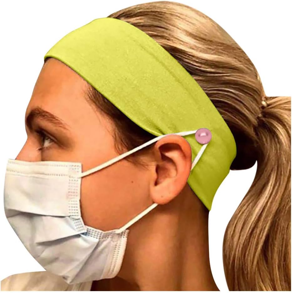 Button Headband Ear Protection Holder -Protect Your Ears With Headband Multifunctional Hair Band Hair Hoop Friends Gifts (Light Yellow)