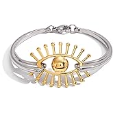 Evil Eye Bracelet for Women Gold and Silver Stainless Steel Lucky Bracelet Protection Jewelry Gifts for Women