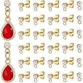 UNICRAFTALE 20pcs Golden Rhinestone Earring Studs Cubic Zirconia Earring Posts with Loop Stainless Steel Crystal Earrings with 1.8mm Horizontal Loops and Butterfly Backs for Jewelry Making