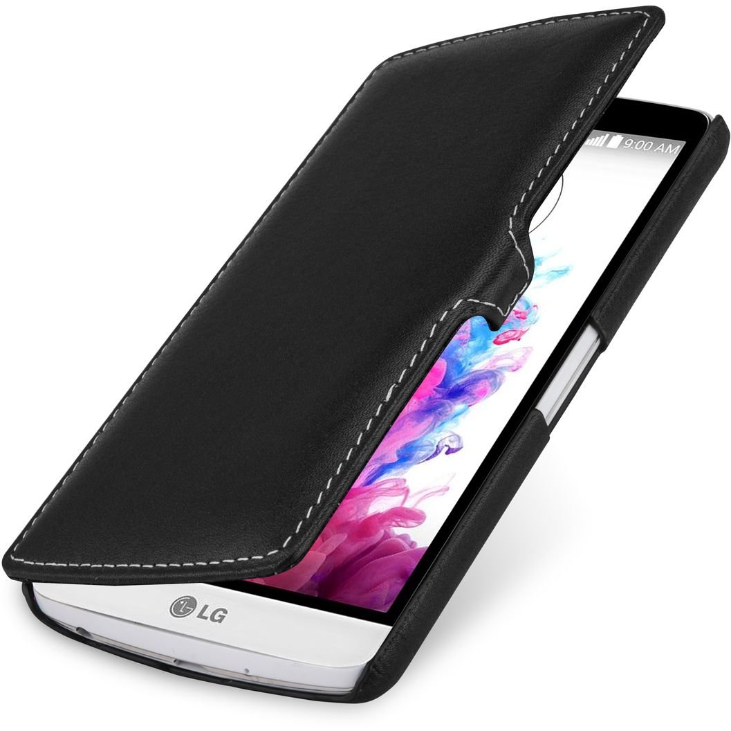 StilGut® UltraSlim Book Type with Clip, Leather Case for LG G3 Stylus, Black Nappa — image 1