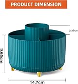 Marbrasse 360° Rotating Desk Organiser with 5 Compartments Dark Green view 3