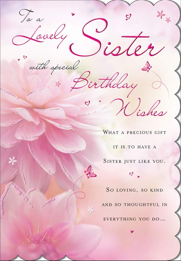Piccadilly Greetings Birthday Card Sister - 9 x 6 inches - Regal Publishing,pink|red|white