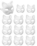 XIPEGPA 12 PCS Therian Masks White Paper Cat Mask