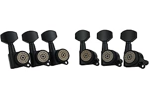 Eddaray 6 In-line Guitar Locking Tuners 6 Right Hand – 1:18 Gear Ratio Lock String Tuning Key Pegs Machine Heads Set with Hexagonal Shaped Knob Replacement, (E-107SP, Black)
