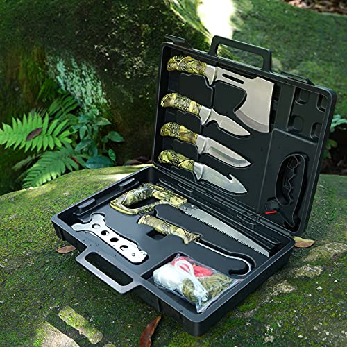 GVDV Hunting Knife Set 14 Pieces, Deer Hunting Gear Butcher Game
