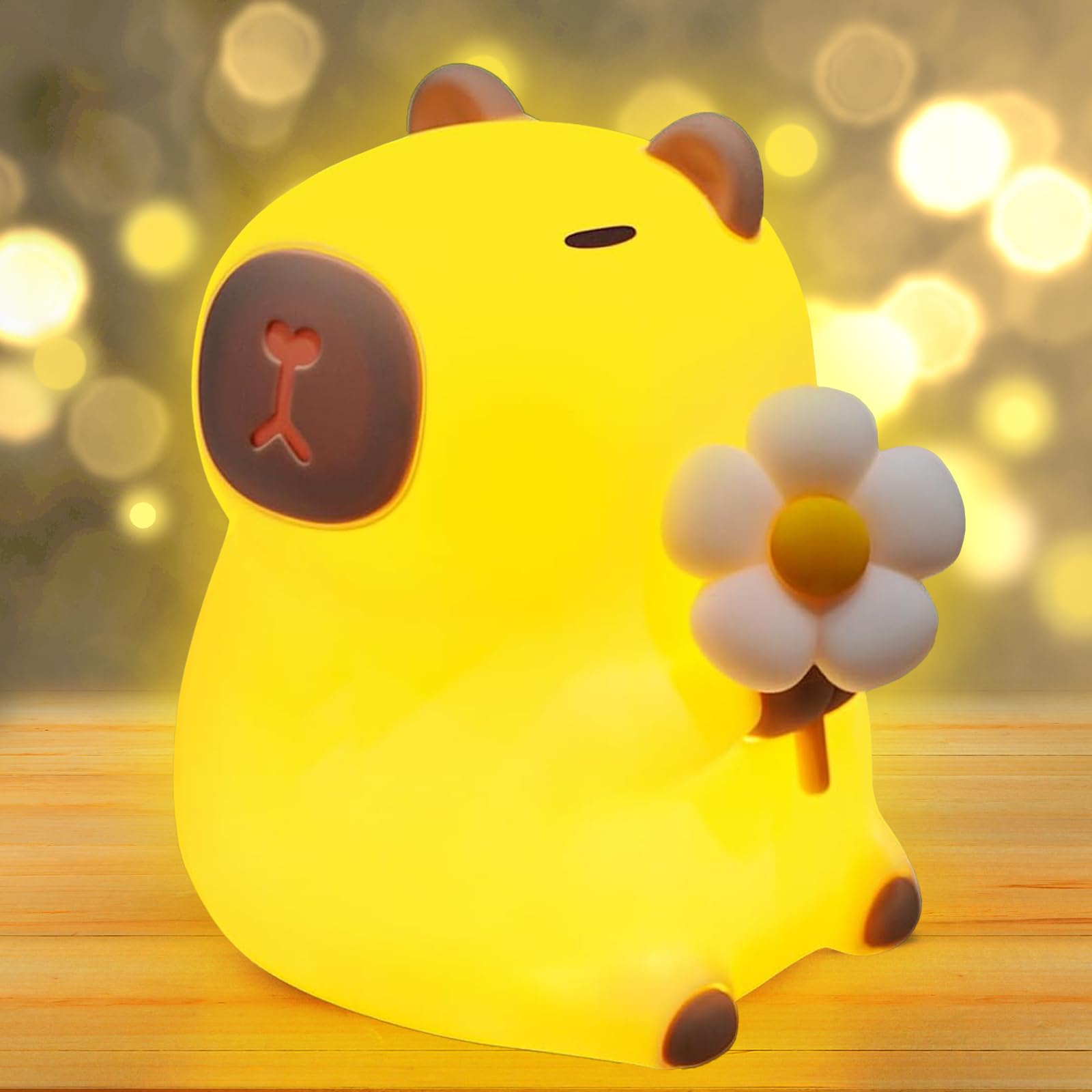 Capybara Night Light Kids, USB Rechargeable Baby Night Light for Kids, Capybara Touch Control Lamp for Bedside, Warm Light & Timer, Dimmable Night Lamp for Bedroom, Nursery, Children, Adults (c)