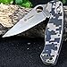 Ganzo Firebird - ACU Camouflage Machined G10 Fiber Glass Anti-Slip Handle Scales Steel Liner Lock Folding Tactical Survival Knife Blade with Clip, Carrying Pouch