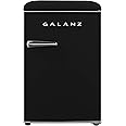 Galanz GLR25MBKR10 Retro Compact Refrigerator, Mini Fridge with Single Doors, Adjustable Mechanical Thermostat with Chiller, Black, 2.5 cu ft