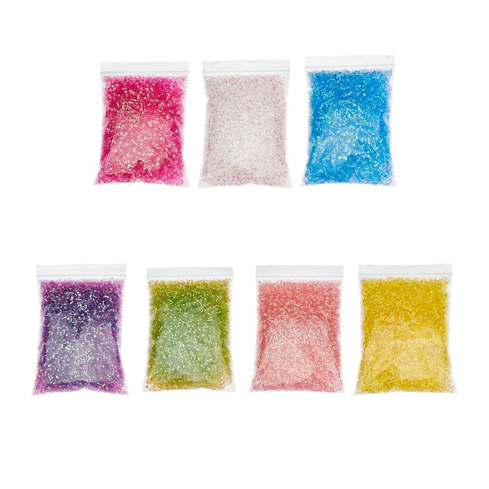 DICOSMETIC 7 Bags 140g Bingsu Beads for Slim Iridescent Soft Straw Tube 3D Glitter Plastic Assortment Crunchy Slime Microbeads Supplies, 1 Color/Bag