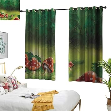 Amazon Com Warm Family Linen Curtains Mushroom Fly Agarics