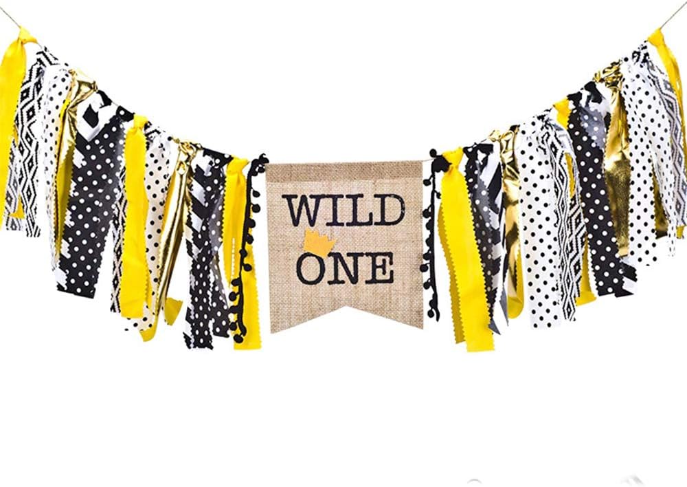WILD ONE First Birthday Highchair Banner for Baby Boy Party Decor 1st Birthday Party Supplies Decorations Baby Shower Photo Props Souvenir and Gifts