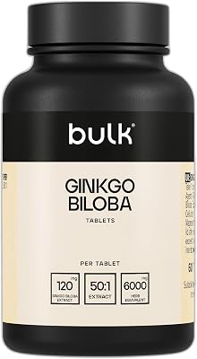 Ginkgo Biloba comprimidos 6000mg, 6000 mg, Suplemento muito potente, 60 comprimidos, 60 porções