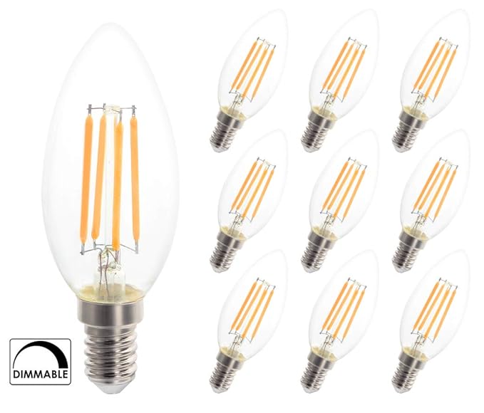 10x greenandco® CRI90+ Glühfaden LED Kerze dimmbar flimmerfrei E14 4W ersetzt 38W 420lm 2700K warmweiß 320° 230V 2 Jahre Gara