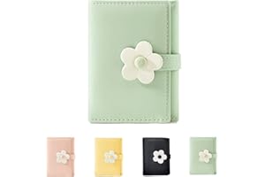 MEISEE Cute Small Wallet for Girls Women Tri-folded Wallet Cash Pocket flowers PU Leather Print Card Holder Coin Purse with ID Window (2-green)