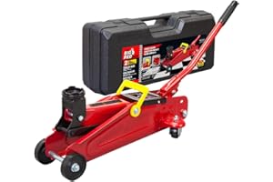 BIG RED Torin Hydraulic Trolley Service/Floor Jack with Blow Mold Carrying Storage Case, 1.5 Ton (3,000 lb) Capacity, Red,TAM820014S-1