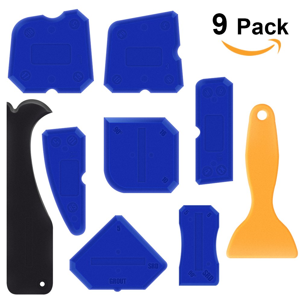 Alohar 9 Stücke Abdichtung Werkzeug Caulk Caps Sealant Schaber Kit Fugenglätter Set für Alle Badezimmer Küche Raum und Rahmen