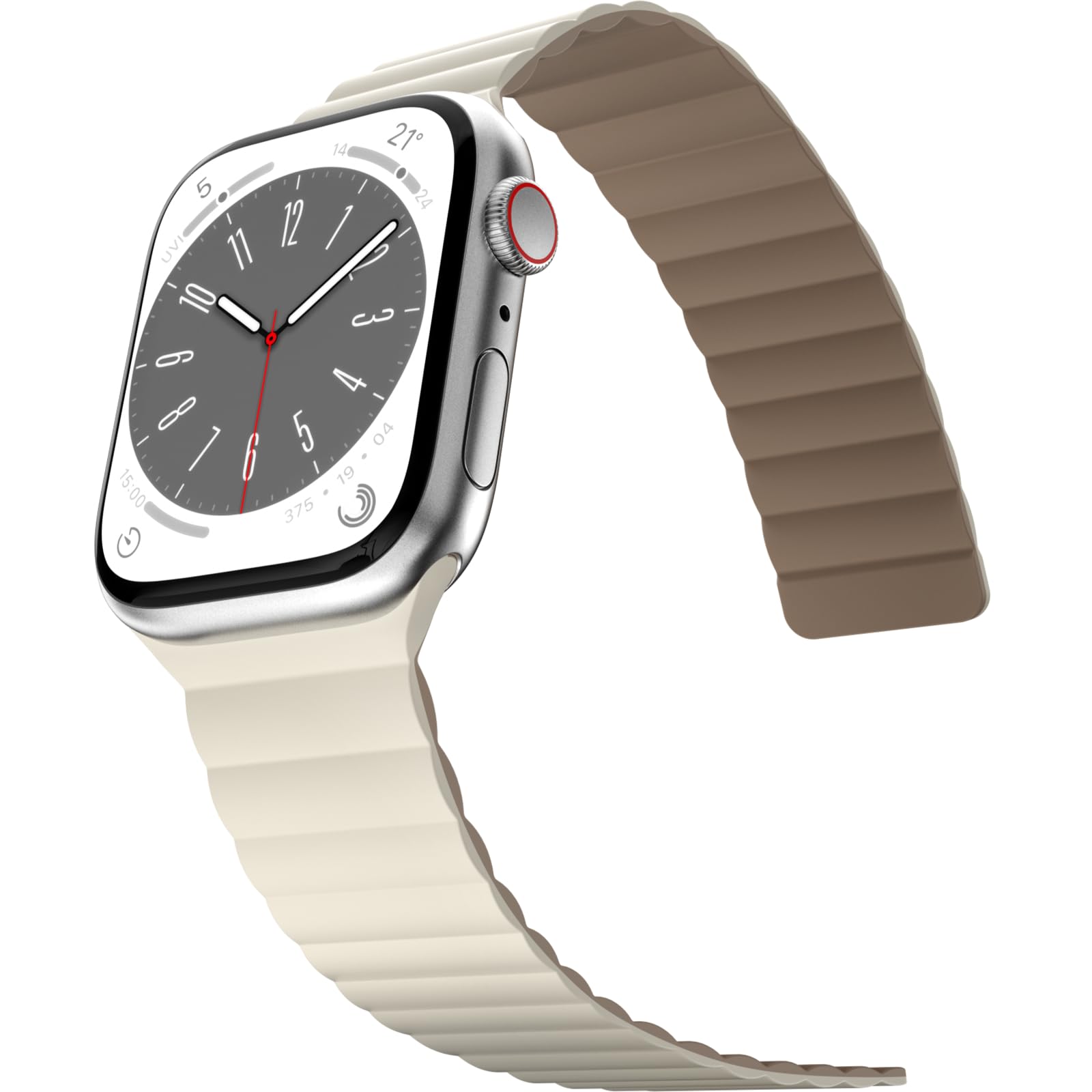 Photo 1 of MAGEASY Magnetic Band for Apple Watch Series 10 - Comfortable Silicone iWatch Band Designed for 44mm 45mm 46mm 49mm Apple Watch Series 1-10, SE, Ultra 2 | Starlight