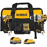 DEWALT DCK2101QQ1WW1 20V MAX XR Hammer Drill &amp; Impact Driver Combo Kit, Brushless, 2-Tool Kit with 4Ah &amp; 8Ah POWERPACK Batteries, Charger &amp; Tool Bag