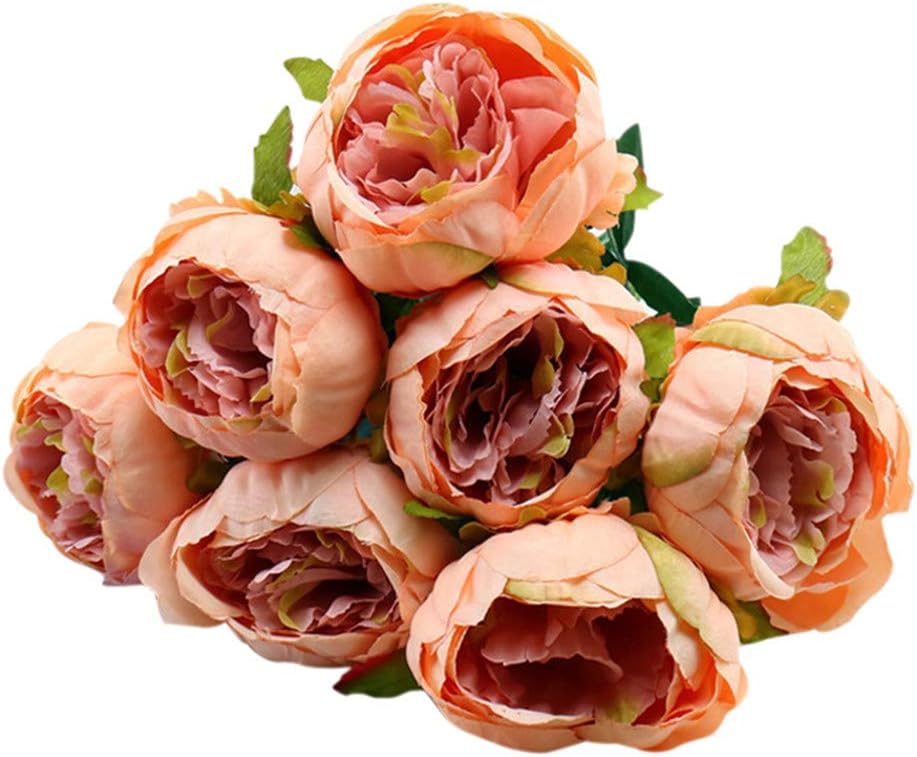 Artificial Flowers ,Longay 1 Bouquet Vintage Artificial Peony Silk Flowers Bouquet for Decoration (Orange)