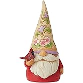 Enesco Jim Shore Heartwood Creek Gnome Holding a Cardinal Figurine, 4.72 Inch, Multicolor