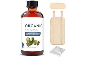 SWturK Organic Castor Oil Cold Pressed Glass Bottle,Unrefined (8fl.oz/237ml),Castor Oil Pack Wrap Organic Cotton and Organic Flannel Cloth for Castor Oil Packs,HRIPT test passed, non-allergenic