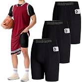 3 Pack Boys' Compression Shorts with Pockets, Youth Athletic Base Layer | Moisture Wicking Fabric, Machine Wash, 4-Way Stretch Support, Chafe-Free Comfort, Football, Baseball, Basketball &amp; Training