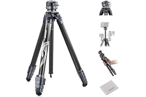 NEEWER LITETRIP LT32 Camera Travel Tripod, Carbon Fiber Portable Stand, Ball Head Detachable Center Axis Flip Buckle Cleaning
