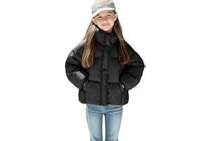 Girls Fashion Short Quilted Jacket Stand Collar Warm Thick Puffer Jackets Cold Weather Coat Winter Trendy Outwear