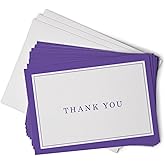 Hill Valley Greetings Formal Thank You Cards with Border - 48 Classic Note Cards with Envelopes - For Business Professionals & Special Events (Purple)