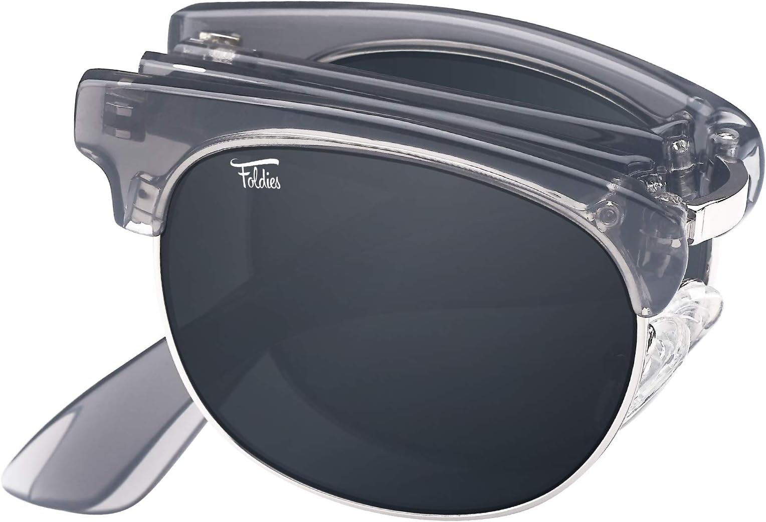 Foldies Polarized Folding Browline Sunglasses With Premium Cleaning Cloth and Leather Case
