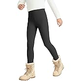 SPFAS Girls Fleece Lined Leggings Full Length Leggings for Girls Winter Thick High Waist Pants for Kids