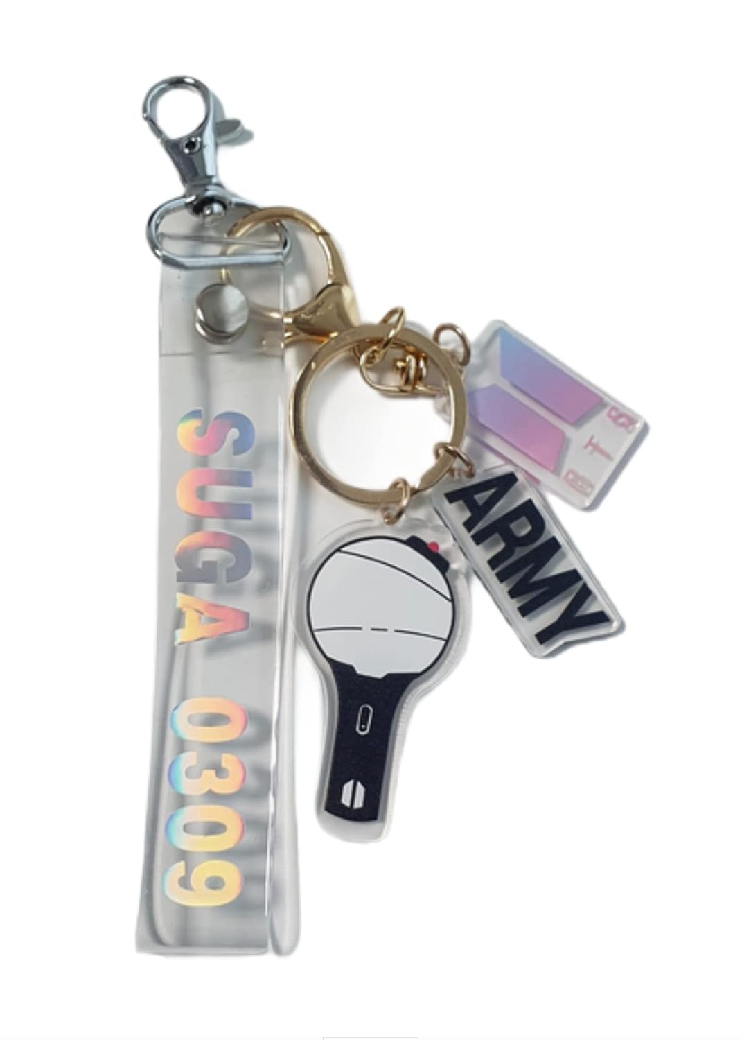 Kpop BTS Keychain Set(2 PCS) Signature Merchandise Army Bomb Key Ring