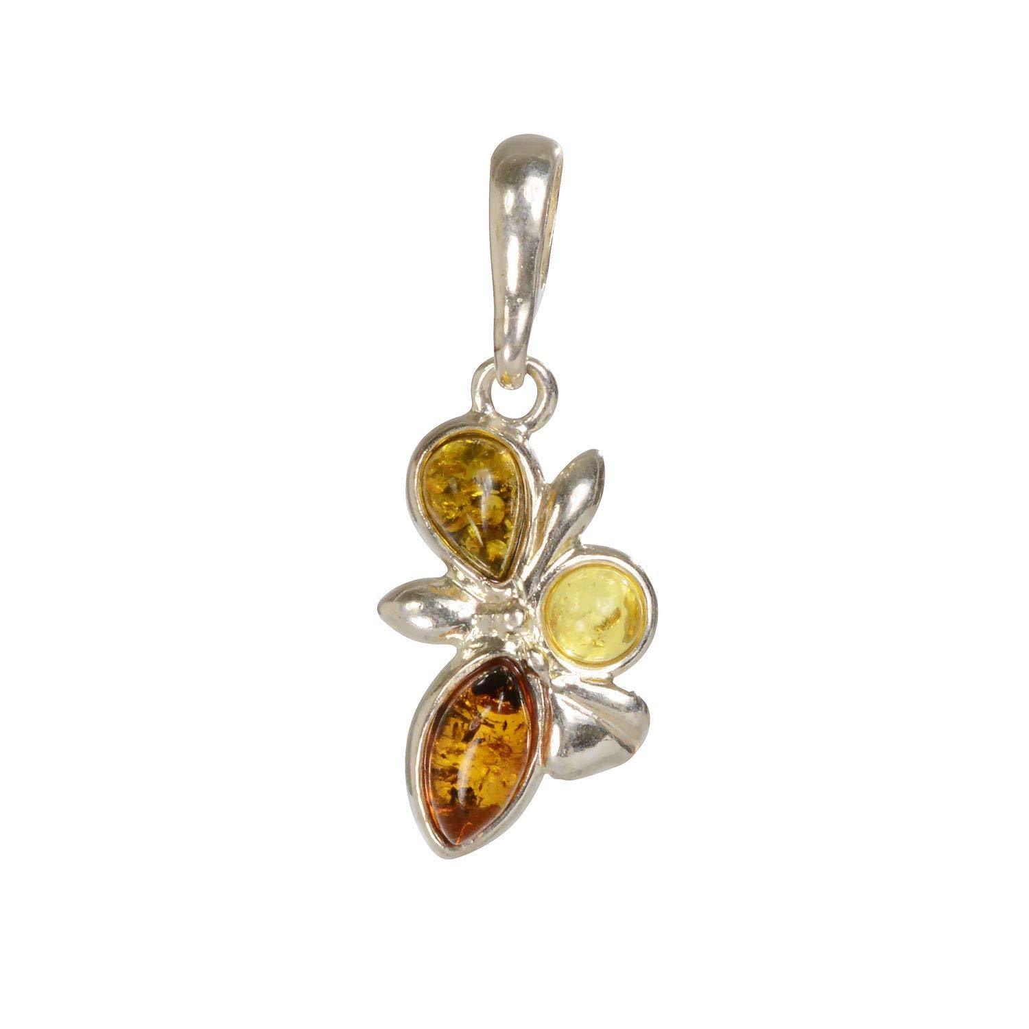 HolidayGiftShops Sterling Silver Baltic Multicolored Amber Pendant Martina