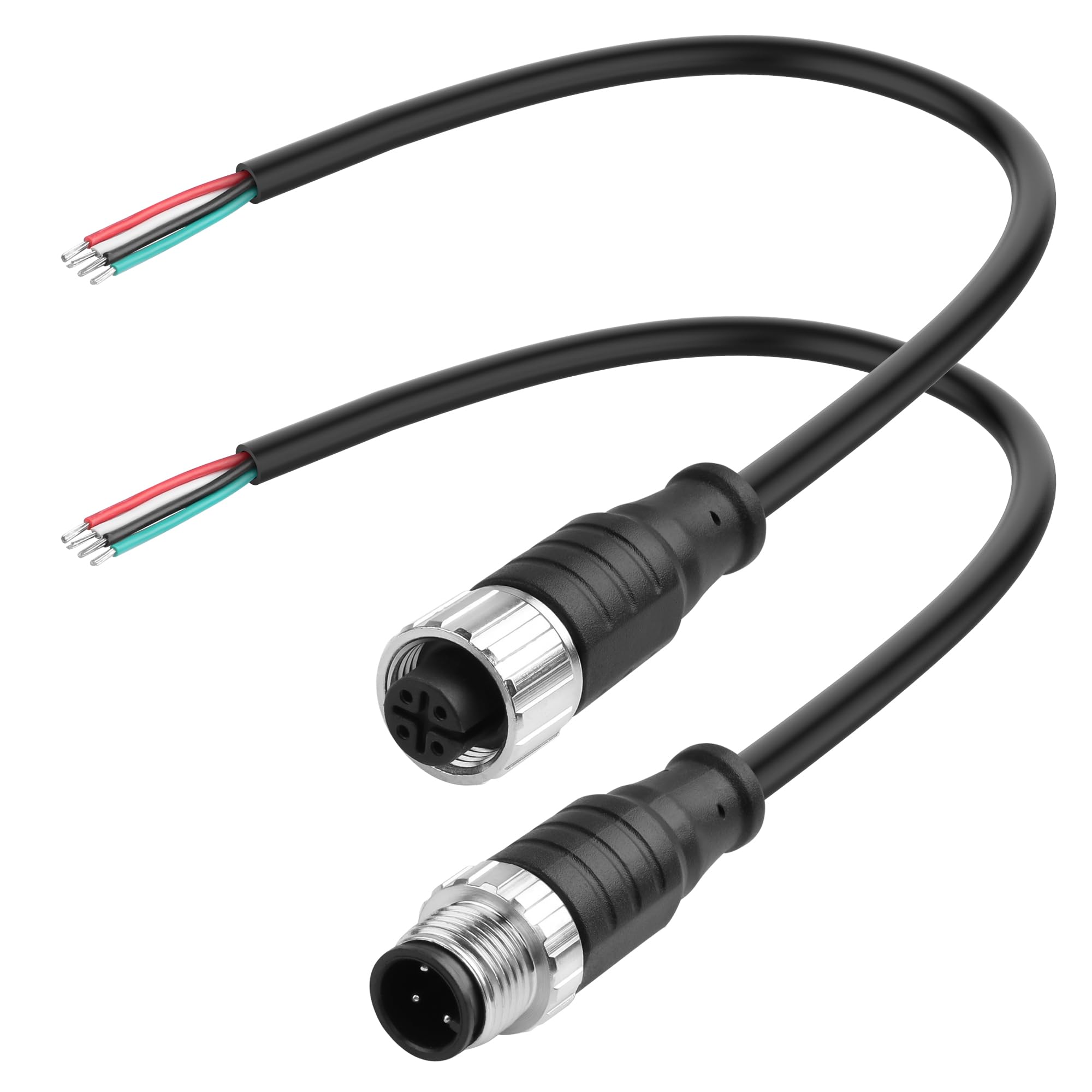 Photo 1 of YACSEJAO M12 Connector Aviation Sensor Cable 25CM/0.8FT 4 Pin M12 1 Male+1 Female Wiring Cable IP67 Outdoor Waterproof Industrial Circular Connector (4 Pin)
