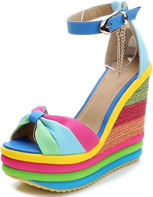 rainbow strappy heels
