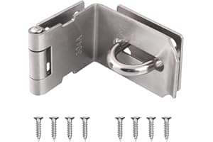 90 Degree Door Hasp Latch 304 Stainless Steel Safety Right Angle Locking Latch Door Clasp Hasp Lock with Screws (4 inch, 1 Pa